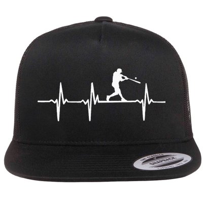 Baseball Heartbeat For Baseball Players And Fans Flat Bill Trucker Hat