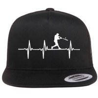 Baseball Heartbeat For Baseball Players And Fans Flat Bill Trucker Hat