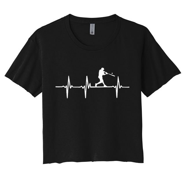 Baseball Heartbeat For Baseball Players And Fans Women's Crop Top Tee
