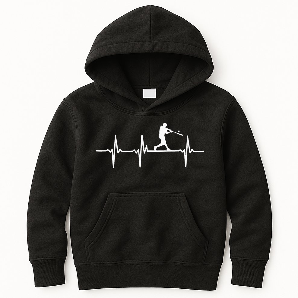 Baseball Heartbeat For Baseball Players And Fans Kids Hoodie