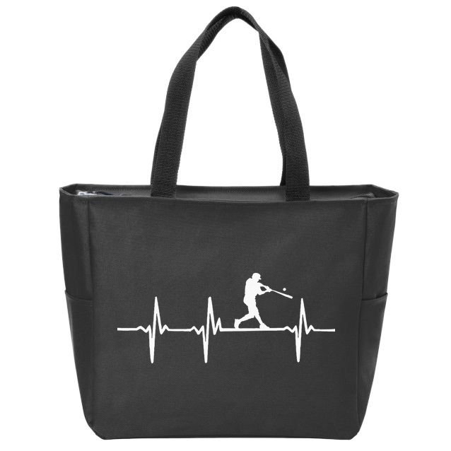 Baseball Heartbeat For Baseball Players And Fans Zip Tote Bag