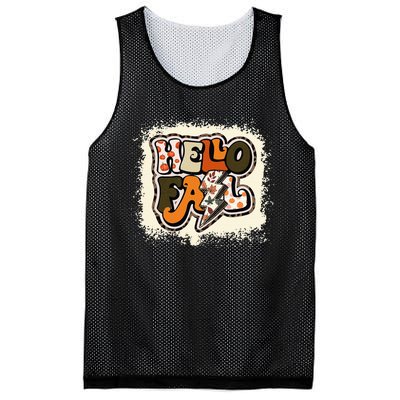 Bleached Hello Fall Autumn Vibes Retro Groovy Mesh Reversible Basketball Jersey Tank