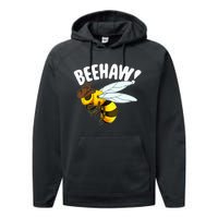 Bee Haw Funny Cowboy Wild West Honey Beekeeping Performance Fleece Hoodie