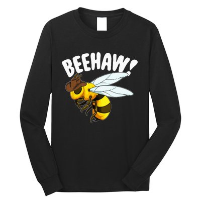 Bee Haw Funny Cowboy Wild West Honey Beekeeping Long Sleeve Shirt