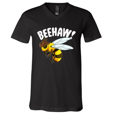 Bee Haw Funny Cowboy Wild West Honey Beekeeping V-Neck T-Shirt