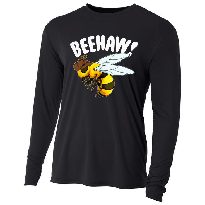 Bee Haw Funny Cowboy Wild West Honey Beekeeping Cooling Performance Long Sleeve Crew