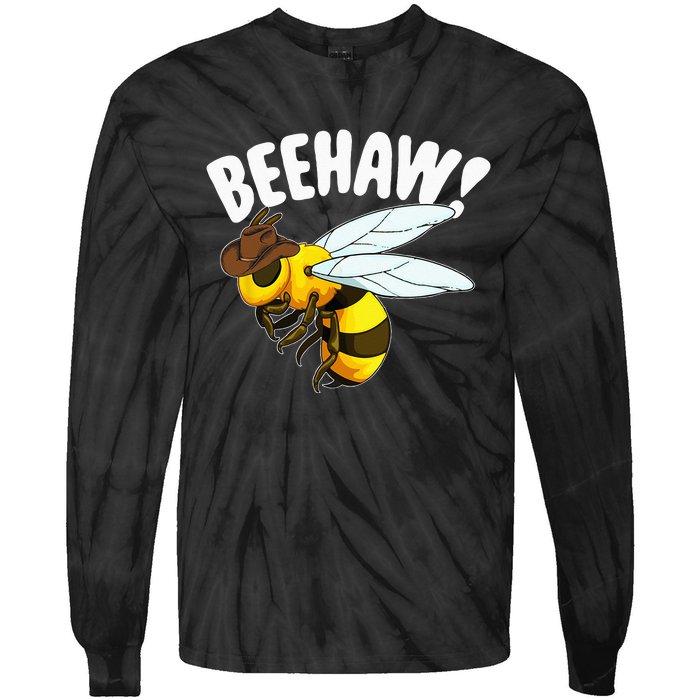 Bee Haw Funny Cowboy Wild West Honey Beekeeping Tie-Dye Long Sleeve Shirt