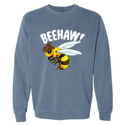 Bee Haw Funny Cowboy Wild West Honey Beekeeping Garment-Dyed Sweatshirt