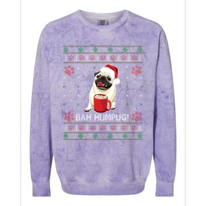 Bah Humpug Funny Pug Cute Dog Lover Ugly Christmas Cool Gift Colorblast Crewneck Sweatshirt