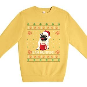 Bah Humpug Funny Pug Cute Dog Lover Ugly Christmas Cool Gift Premium Crewneck Sweatshirt