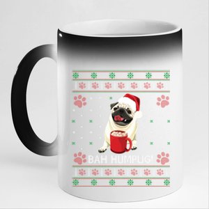 Bah Humpug Funny Pug Cute Dog Lover Ugly Christmas Cool Gift 11oz Black Color Changing Mug