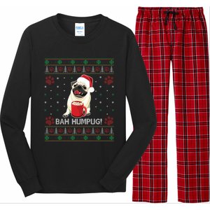 Bah Humpug Funny Pug Cute Dog Lover Ugly Christmas Cool Gift Long Sleeve Pajama Set