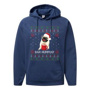 Bah Humpug Funny Pug Cute Dog Lover Ugly Christmas Cool Gift Performance Fleece Hoodie