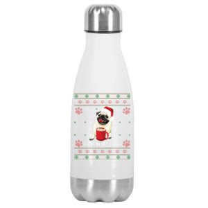 Bah Humpug Funny Pug Cute Dog Lover Ugly Christmas Cool Gift Stainless Steel Insulated Water Bottle