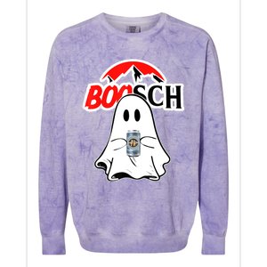 Booschbeer Halloween Funny Ghost Drinking Beer Colorblast Crewneck Sweatshirt