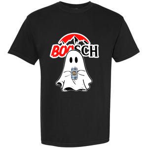 Booschbeer Halloween Funny Ghost Drinking Beer Garment-Dyed Heavyweight T-Shirt