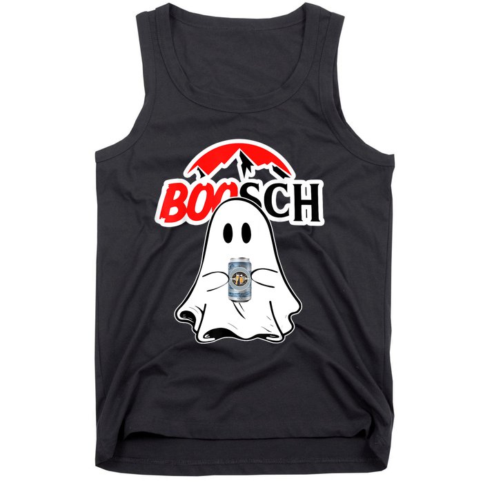 Booschbeer Halloween Funny Ghost Drinking Beer Tank Top