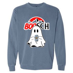 Booschbeer Halloween Funny Ghost Drinking Beer Garment-Dyed Sweatshirt