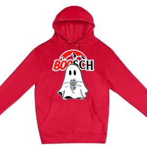 Booschbeer Halloween Funny Ghost Drinking Beer Premium Pullover Hoodie