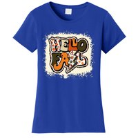 Bleached Hello Fall Autumn Vibes Retro Groovy Women's T-Shirt