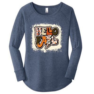 Bleached Hello Fall Autumn Vibes Retro Groovy Women's Perfect Tri Tunic Long Sleeve Shirt