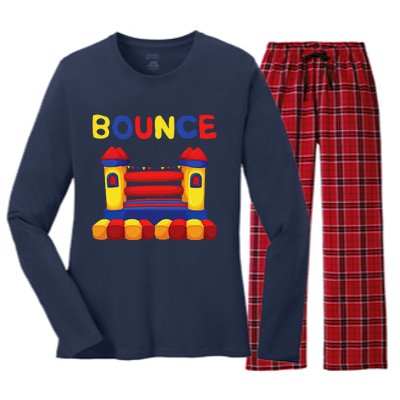 Bouncing House Funny Bounce Castle Birthday Fun Party Gift Women's Long Sleeve Flannel Pajama Set 