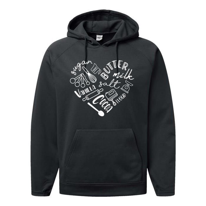 Baking Hear For Baker Pastry Chef Or Cook Performance Fleece Hoodie