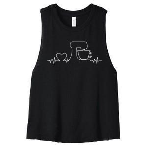 Baking Heartbeat Funny Pastry Baker Baking Gift Women's Racerback Cropped Tank