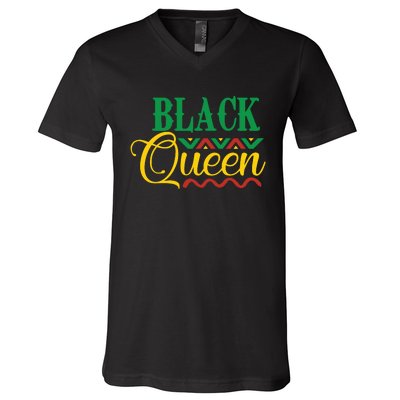 Black History For Women Educated Strong Black Queen V-Neck T-Shirt