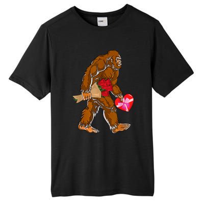 Bigfoot Heart Funny Valentines Day Love Sasquatch Gifts Tall Fusion ChromaSoft Performance T-Shirt