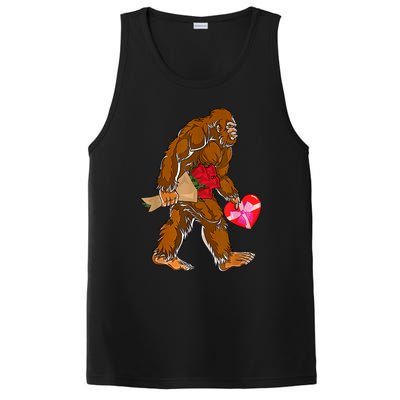 Bigfoot Heart Funny Valentines Day Love Sasquatch Gifts PosiCharge Competitor Tank