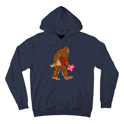 Bigfoot Heart Funny Valentines Day Love Sasquatch Gifts Hoodie