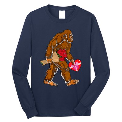 Bigfoot Heart Funny Valentines Day Love Sasquatch Gifts Long Sleeve Shirt