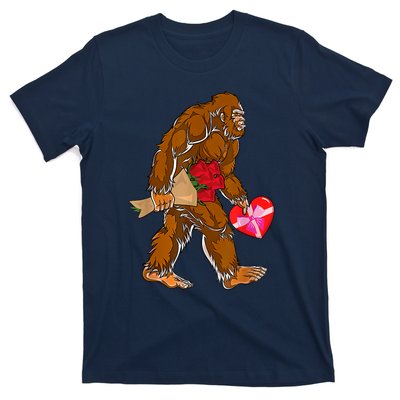 Bigfoot Heart Funny Valentines Day Love Sasquatch Gifts T-Shirt