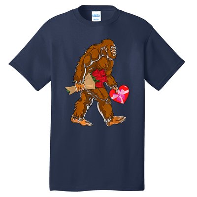 Bigfoot Heart Funny Valentines Day Love Sasquatch Gifts Tall T-Shirt