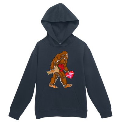 Bigfoot Heart Funny Valentines Day Love Sasquatch Gifts Urban Pullover Hoodie