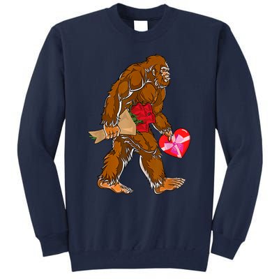 Bigfoot Heart Funny Valentines Day Love Sasquatch Gifts Tall Sweatshirt