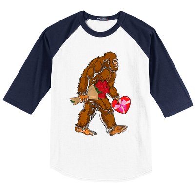 Bigfoot Heart Funny Valentines Day Love Sasquatch Gifts Baseball Sleeve Shirt