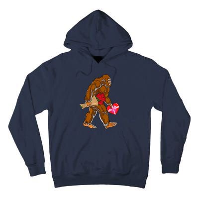 Bigfoot Heart Funny Valentines Day Love Sasquatch Gifts Tall Hoodie