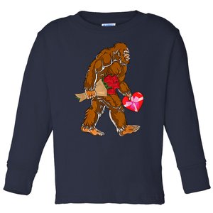 Bigfoot Heart Funny Valentines Day Love Sasquatch Gifts Toddler Long Sleeve Shirt