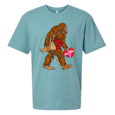 Bigfoot Heart Funny Valentines Day Love Sasquatch Gifts Sueded Cloud Jersey T-Shirt