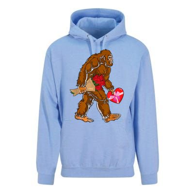 Bigfoot Heart Funny Valentines Day Love Sasquatch Gifts Unisex Surf Hoodie