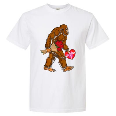 Bigfoot Heart Funny Valentines Day Love Sasquatch Gifts Garment-Dyed Heavyweight T-Shirt