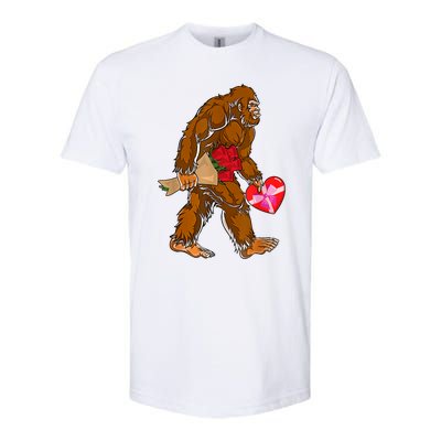 Bigfoot Heart Funny Valentines Day Love Sasquatch Gifts Softstyle CVC T-Shirt