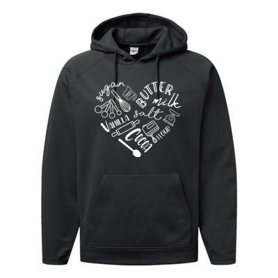 Baking Hear For Baker Pastry Chef Or Cook Performance Fleece Hoodie