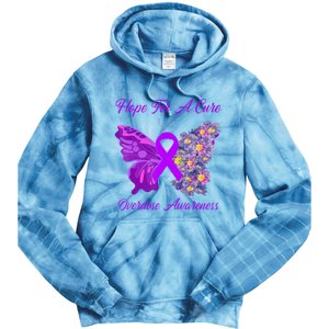 Butterfly Hope For A Cure Ribbon Opioid Overdose Awareness Tie Dye Hoodie