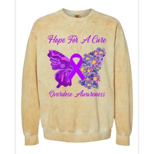 Butterfly Hope For A Cure Ribbon Opioid Overdose Awareness Colorblast Crewneck Sweatshirt