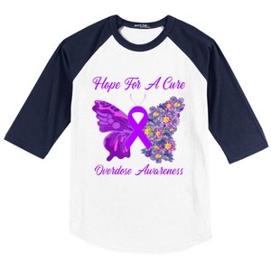 Butterfly Hope For A Cure Ribbon Opioid Overdose Awareness Baseball Sleeve Shirt