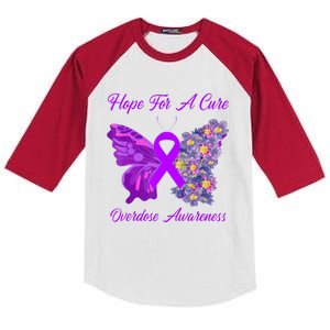 Butterfly Hope For A Cure Ribbon Opioid Overdose Awareness Kids Colorblock Raglan Jersey