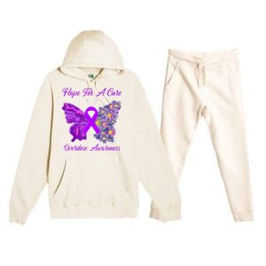 Butterfly Hope For A Cure Ribbon Opioid Overdose Awareness Premium Hooded Sweatsuit Set